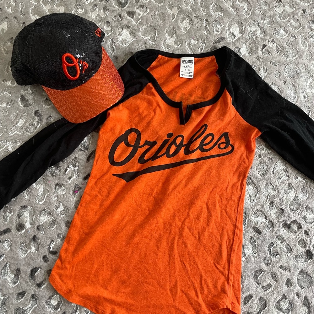 Orioles Victoria Secret PINK baseball tee and hat